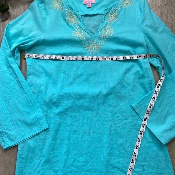Lilly Pulitzer Elina Cotton Slub Tunic Embroidered Detail - Picture 6 of 10